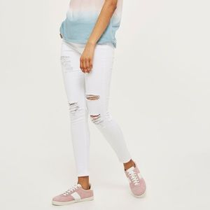Topshop White Ripped Jamie Jeans
